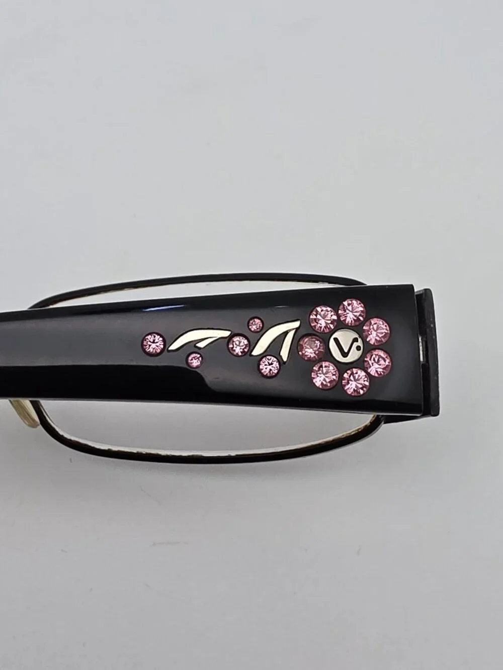 Vogue VO3691-B 905 Black Pink Rhinestone Eyeglasses Frame w/ Flexhinge and Case